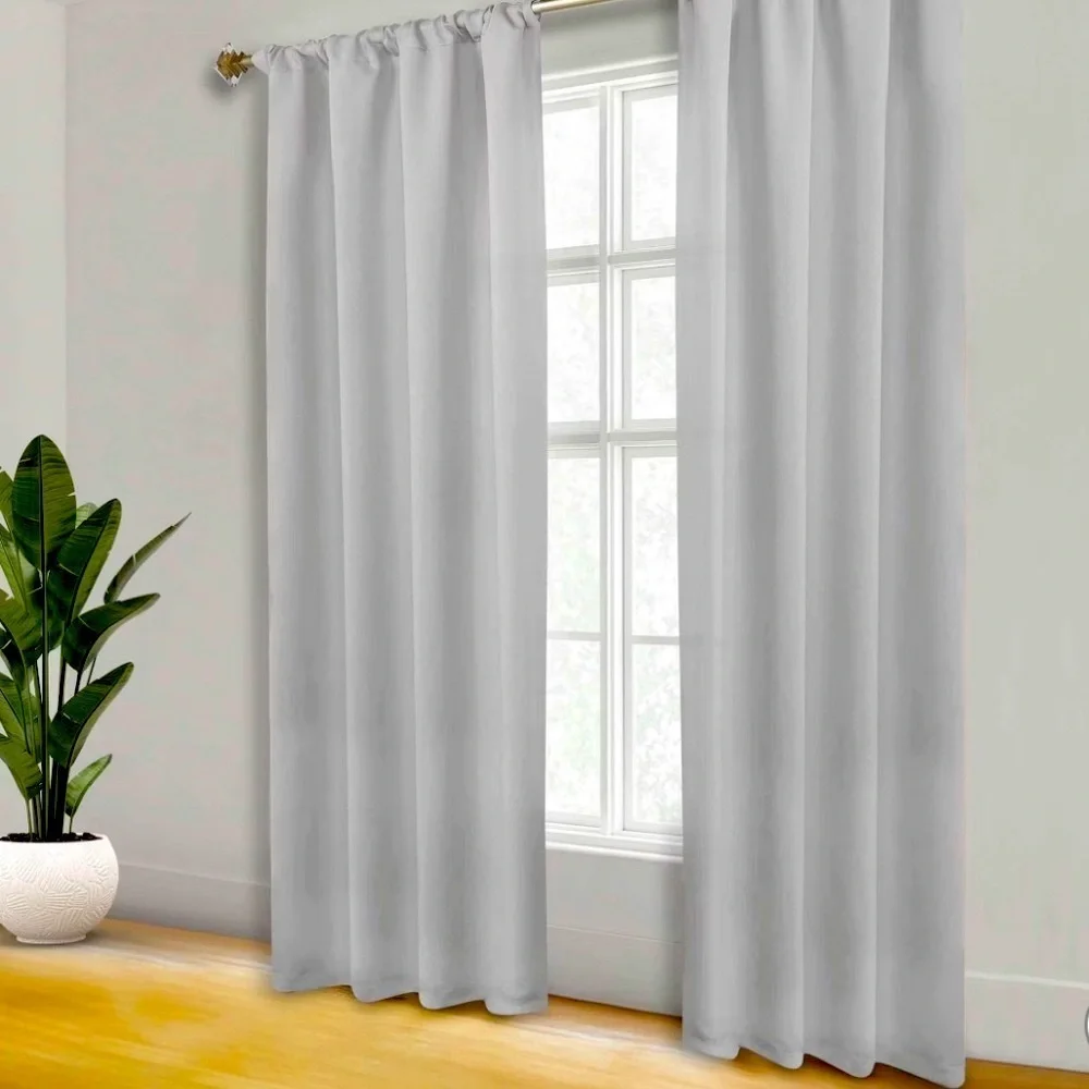 🍀 3 for $25 Versatile Functional Drapes Semi Blackout Drapes Soft Grey 36 x 29